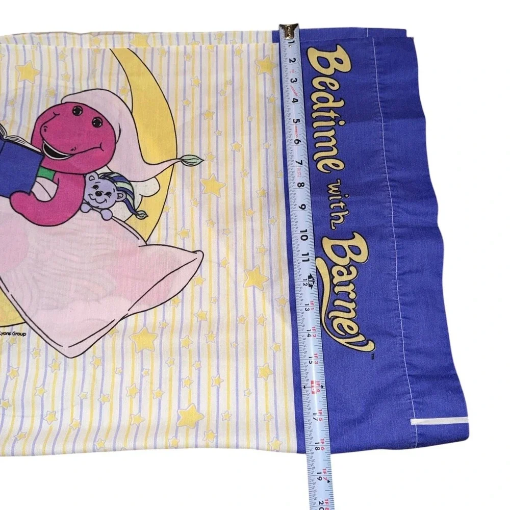 Vintage 1994 Bedtime with Barney Dinosaur Pillowcase Purple 90s Lyons Group Rare